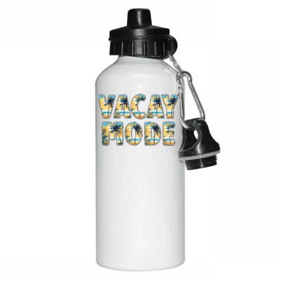 Vacation Summer Beach Scenery And Palm Trees Vacay Mode Ocean Great Gift Aluminum Water Bottle