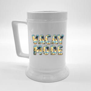 Vacation Summer Beach Scenery And Palm Trees Vacay Mode Ocean Great Gift Beer Stein