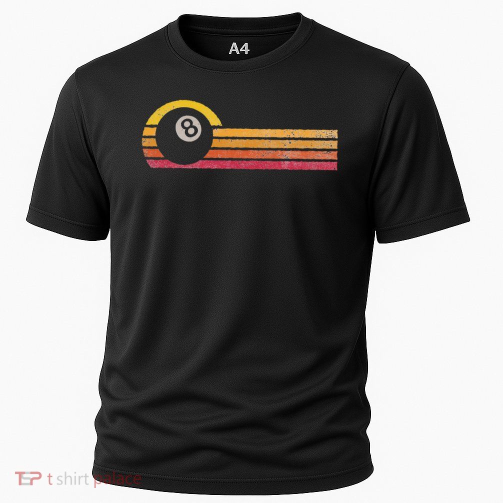 Vintage Style Billiards 8 Ball Silhouette Retro Pool Player Performance Shirt