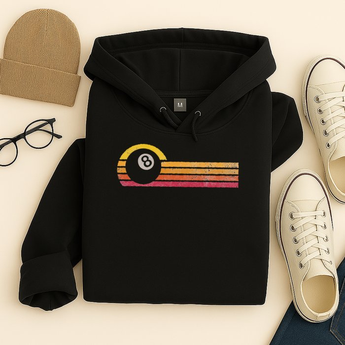Vintage Style Billiards 8 Ball Silhouette Retro Pool Player Hoodie