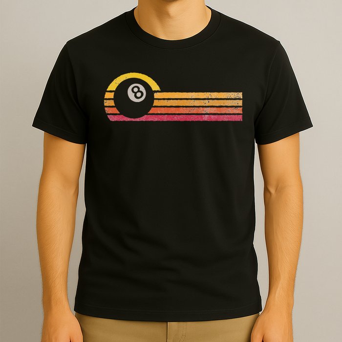 Vintage Style Billiards 8 Ball Silhouette Retro Pool Player T-Shirt
