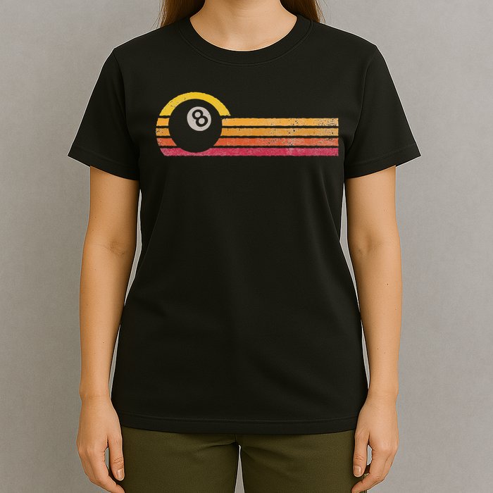Vintage Style Billiards 8 Ball Silhouette Retro Pool Player T-Shirt
