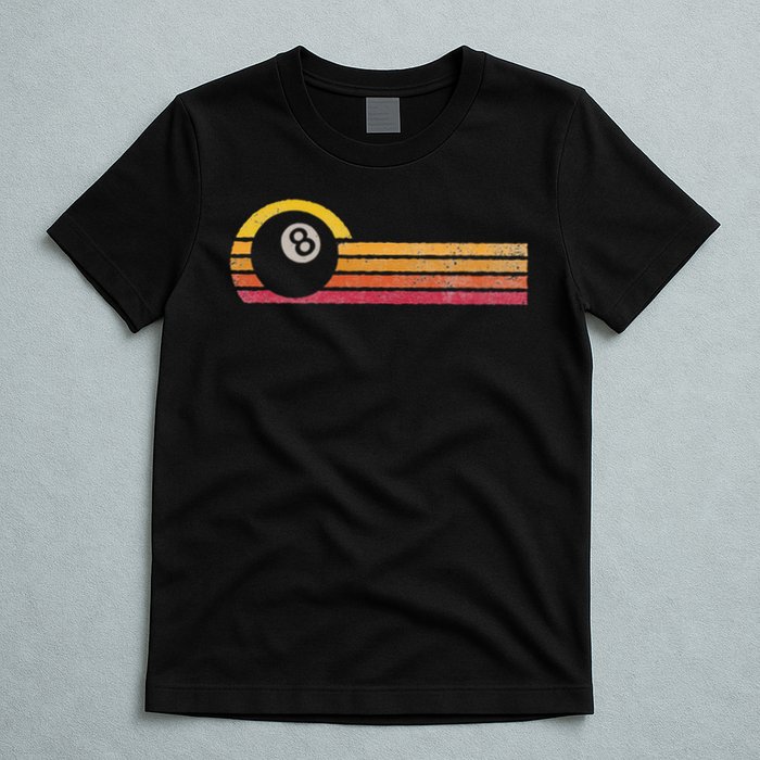 Vintage Style Billiards 8 Ball Silhouette Retro Pool Player T-Shirt