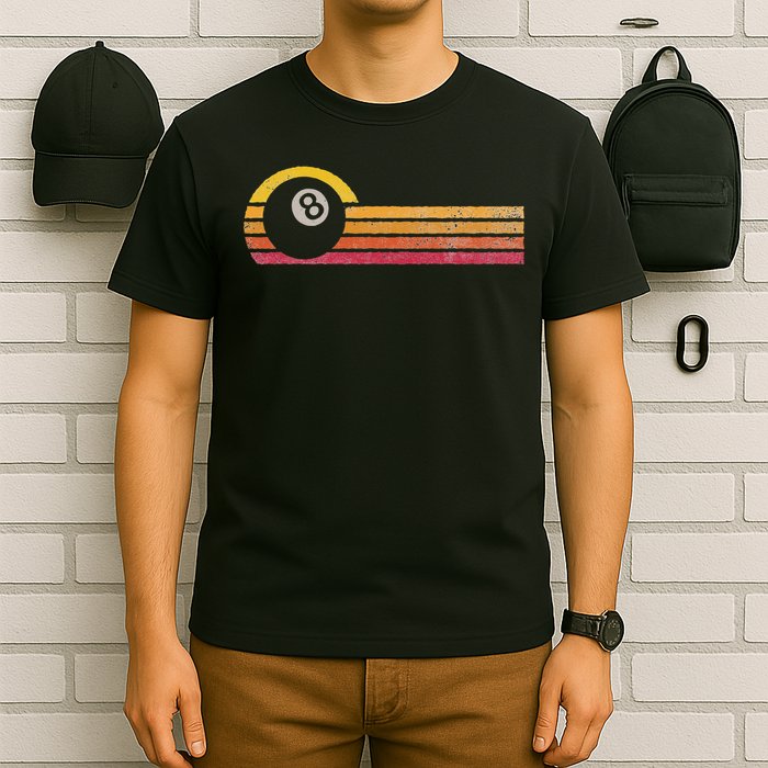 Vintage Style Billiards 8 Ball Silhouette Retro Pool Player T-Shirt