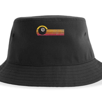 Vintage Style Billiards 8 Ball Silhouette Retro Pool Player Sustainable Bucket Hat