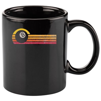 Vintage Style Billiards 8 Ball Silhouette Retro Pool Player 11oz C Handle Ceramic Mug