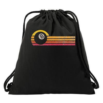 Vintage Style Billiards 8 Ball Silhouette Retro Pool Player Drawstring Bag