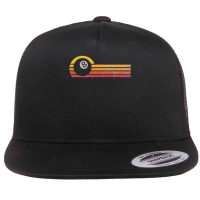 Vintage Style Billiards 8 Ball Silhouette Retro Pool Player Flatbill Hat
