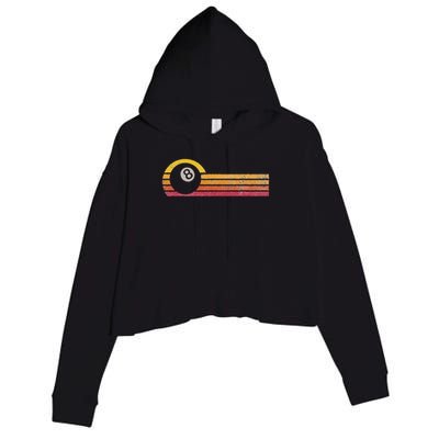 Vintage Style Billiards 8 Ball Silhouette Retro Pool Player Crop Fleece Hoodie