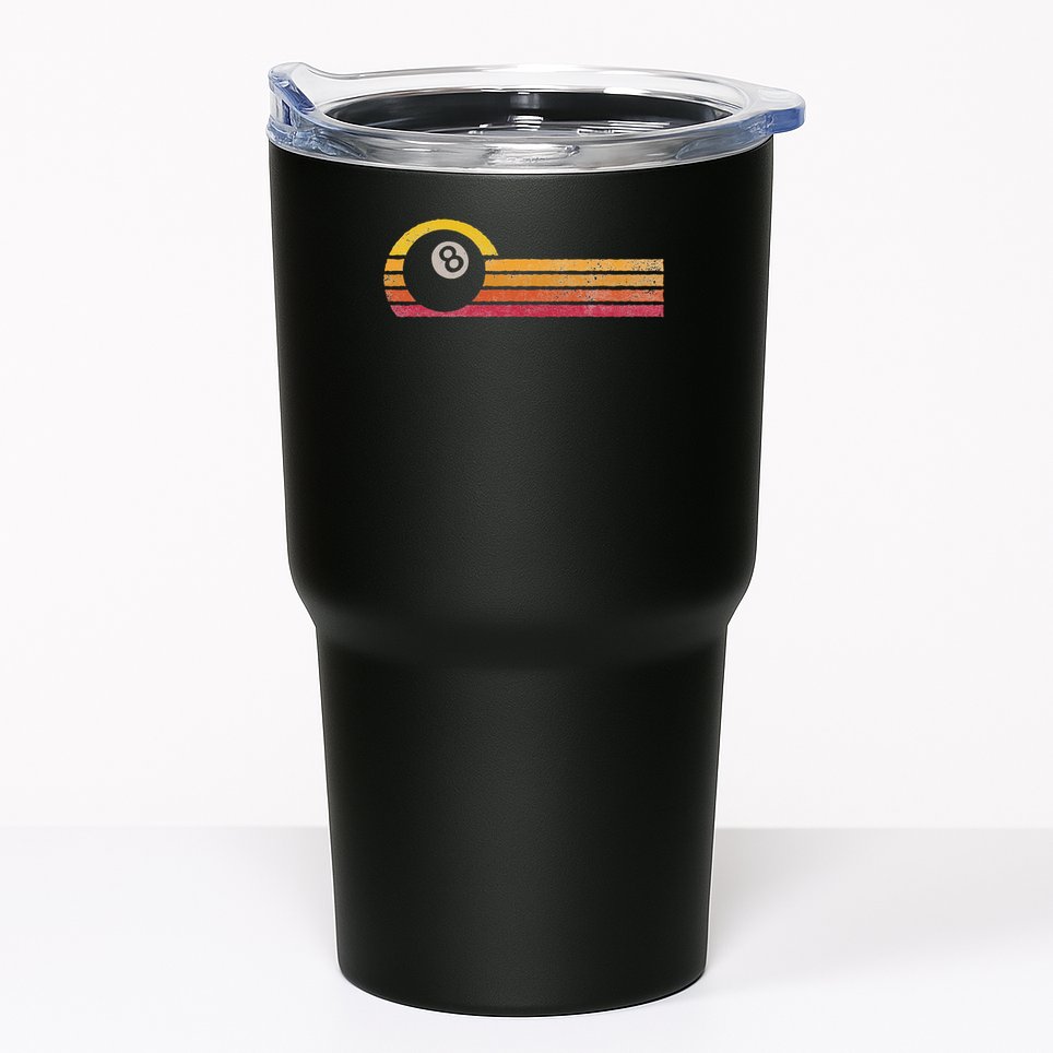 Vintage Style Billiards 8 Ball Silhouette Retro Pool Player Tumbler