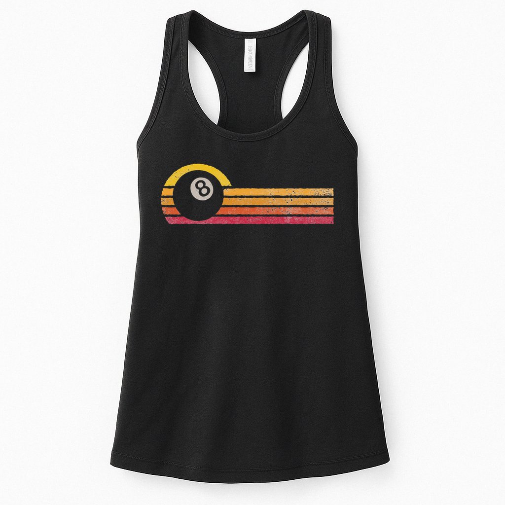Vintage Style Billiards 8 Ball Silhouette Retro Pool Player Womens Tank Top