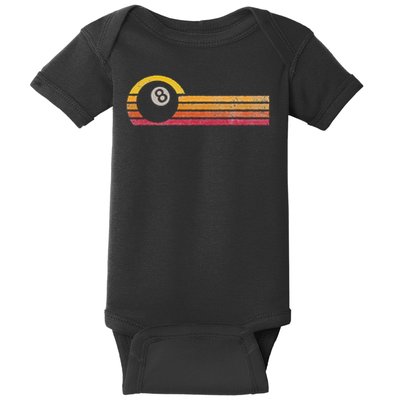 Vintage Style Billiards 8 Ball Silhouette Retro Pool Player Baby Bodysuit