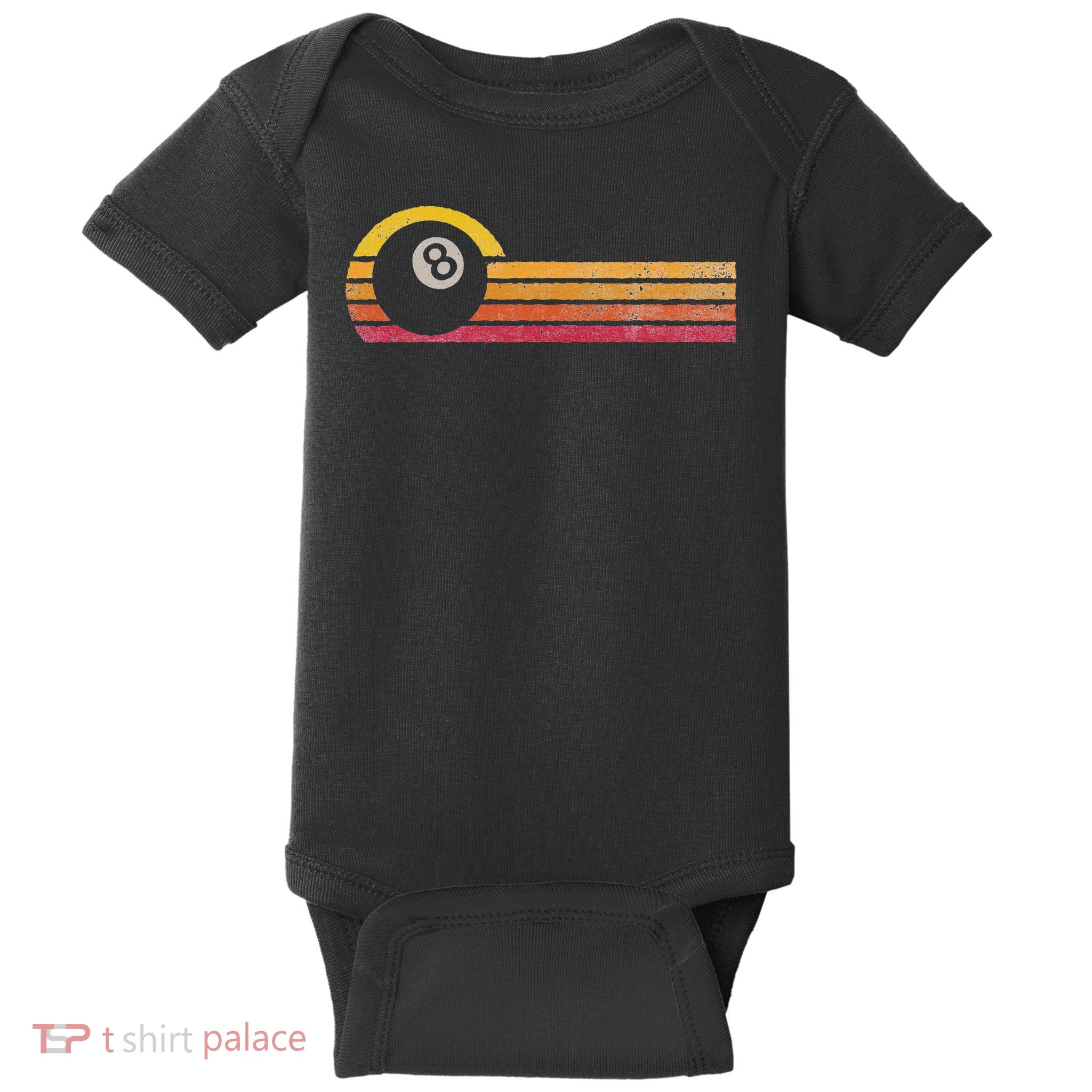 Vintage Style Billiards 8 Ball Silhouette Retro Pool Player Baby Bodysuit