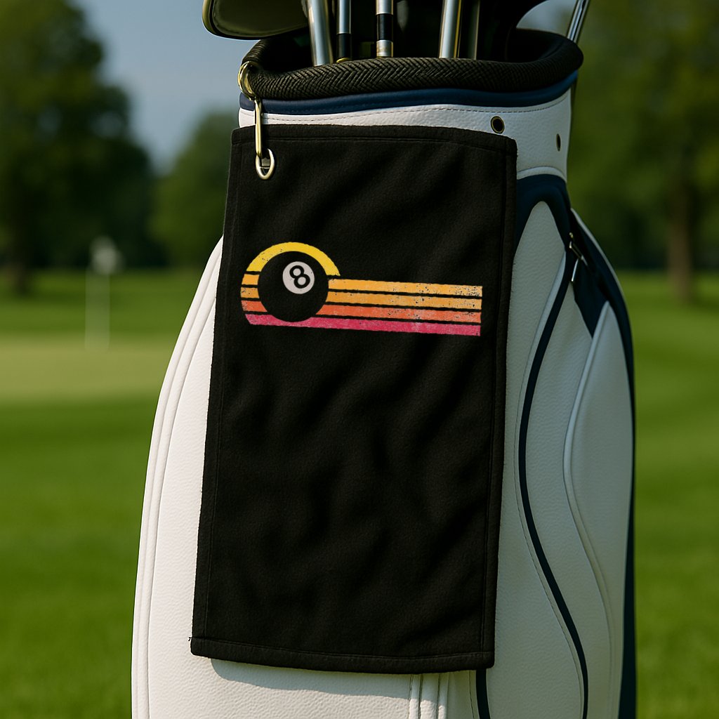Vintage Style Billiards 8 Ball Silhouette Retro Pool Player Golf Towel