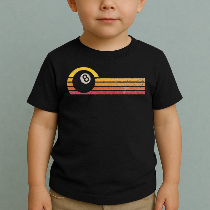 Vintage Style Billiards 8 Ball Silhouette Retro Pool Player Toddler T-Shirt