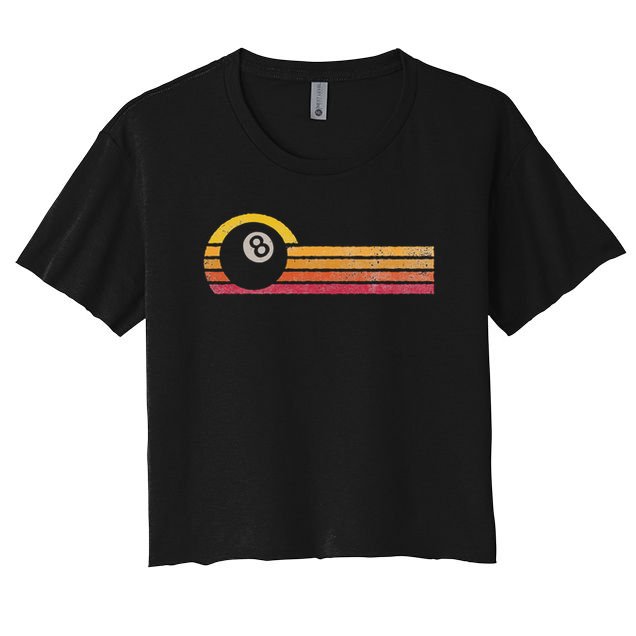 Vintage Style Billiards 8 Ball Silhouette Retro Pool Player Crop Top