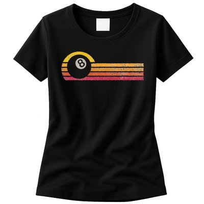 Vintage Style Billiards 8 Ball Silhouette Retro Pool Player Womens T-Shirt