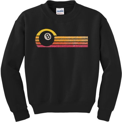 Vintage Style Billiards 8 Ball Silhouette Retro Pool Player Kids Sweatshirt