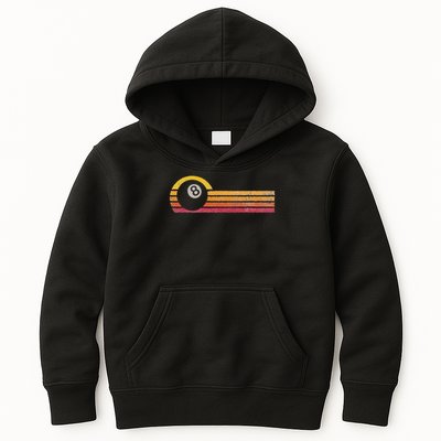 Vintage Style Billiards 8 Ball Silhouette Retro Pool Player Kids Hoodie