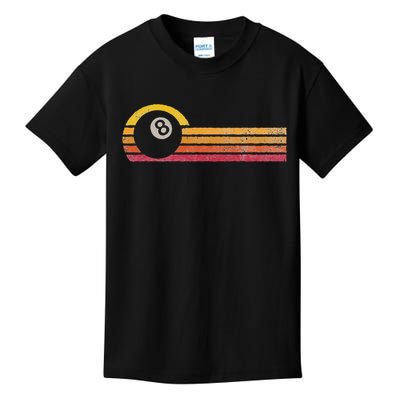 Vintage Style Billiards 8 Ball Silhouette Retro Pool Player Kids T-Shirt