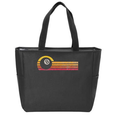 Vintage Style Billiards 8 Ball Silhouette Retro Pool Player Zip Tote Bag