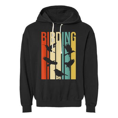 Vintage Style Birding Cute Gift For Birders With Birds Garment-Dyed Fleece Hoodie