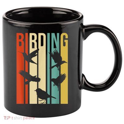 Vintage Style Birding Cute Gift For Birders With Birds 11oz C Handle Ceramic Mug