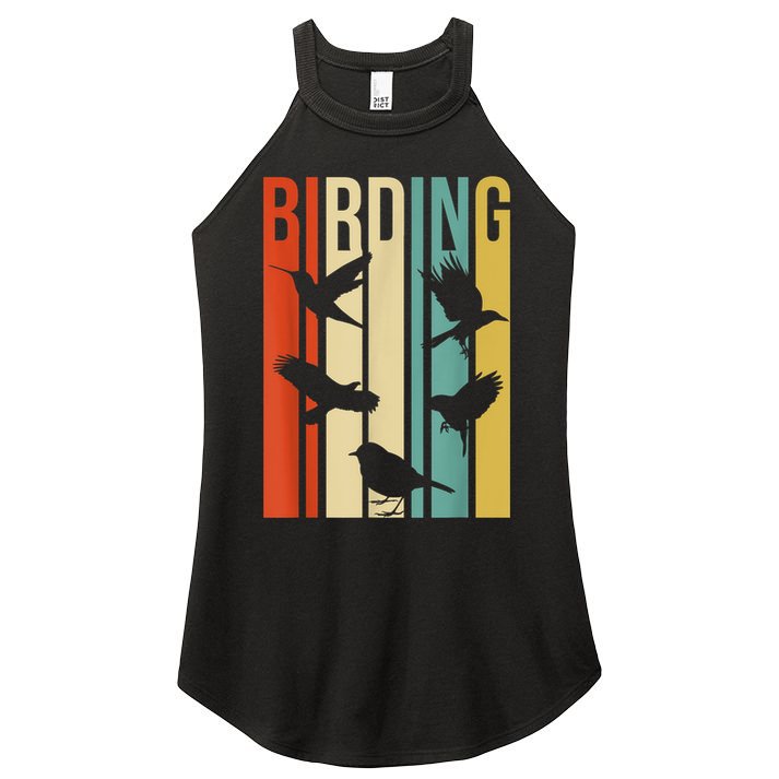 Vintage Style Birding Cute Gift For Birders With Birds Women's Perfect Tri Rocker Tank