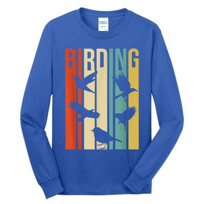 Vintage Style Birding Cute Gift For Birders With Birds Tall Long Sleeve T-Shirt