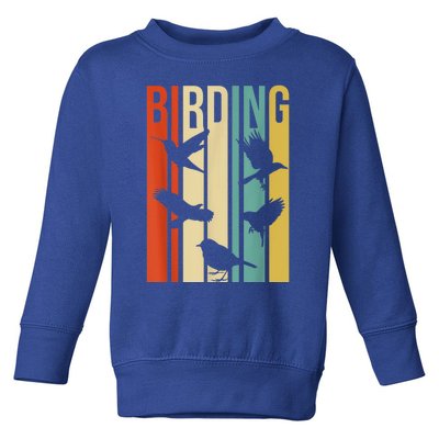 Vintage Style Birding Cute Gift For Birders With Birds Toddler Sweatshirt