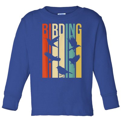 Vintage Style Birding Cute Gift For Birders With Birds Toddler Long Sleeve Shirt