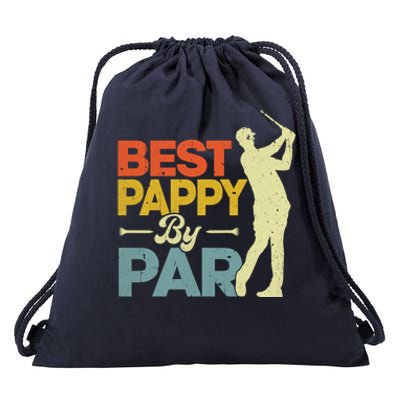 Vintage Style Best Pappy By Par Golf Lover Funny Fathers Day Gift Drawstring Bag