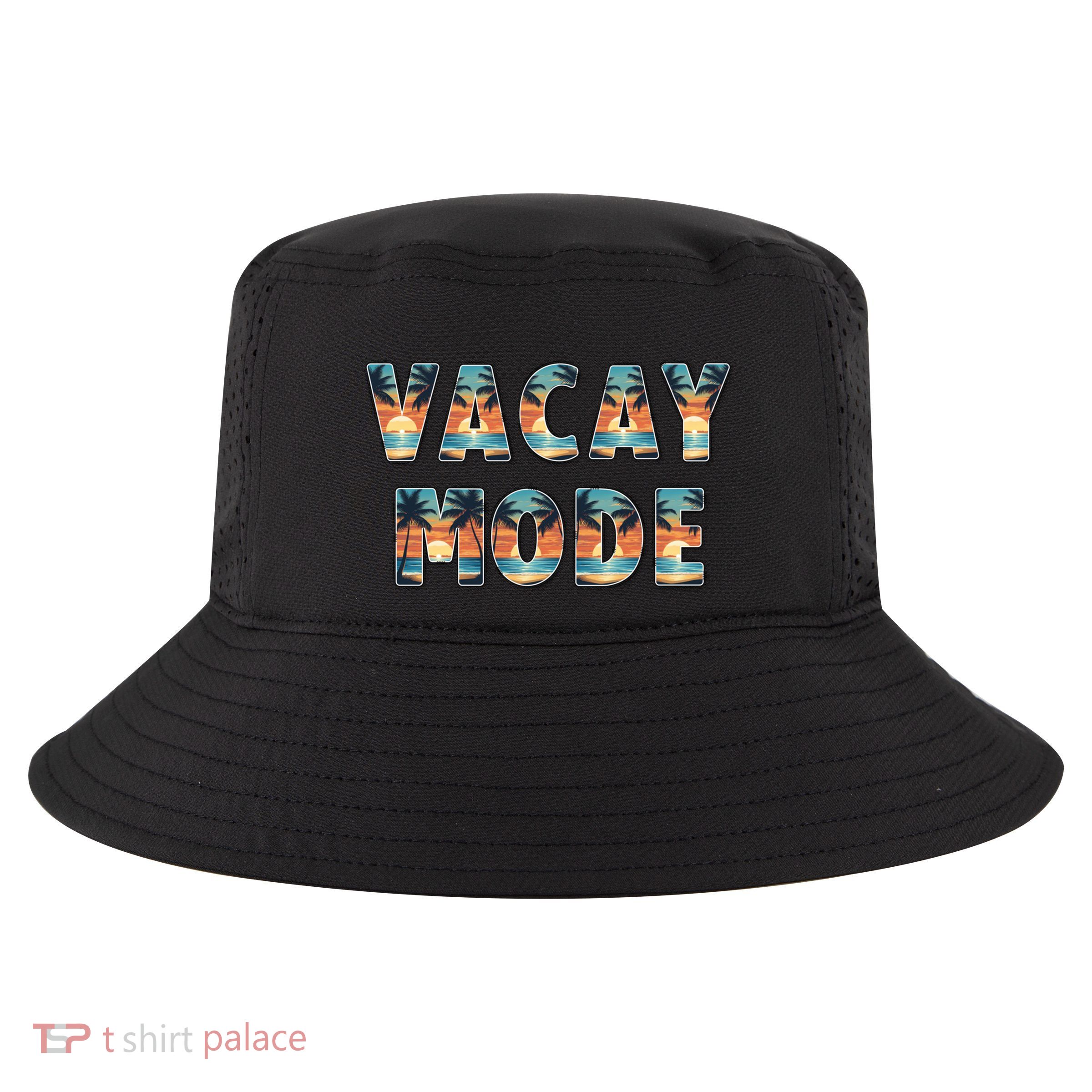 Vacation Summer Beach Scenery And Palm Trees Vacay Mode Ocean Gift Cool Comfort Performance Bucket Hat
