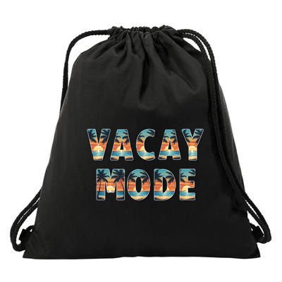 Vacation Summer Beach Scenery And Palm Trees Vacay Mode Ocean Gift Drawstring Bag