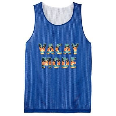 Vacation Summer Beach Scenery And Palm Trees Vacay Mode Ocean Gift Mesh Reversible Basketball Jersey Tank