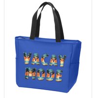Vacation Summer Beach Scenery And Palm Trees Vacay Mode Ocean Gift Zip Tote Bag