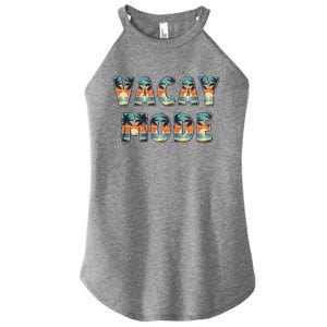 Vacation Summer Beach Scenery And Palm Trees Vacay Mode Ocean Gift Women's Perfect Tri Rocker Tank