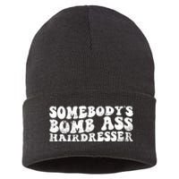 Vintage Somebody's Bomb Ass Hairdresser Premium Sustainable Knit Beanie