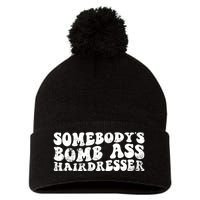 Vintage Somebody's Bomb Ass Hairdresser Premium Pom Pom 12in Knit Beanie