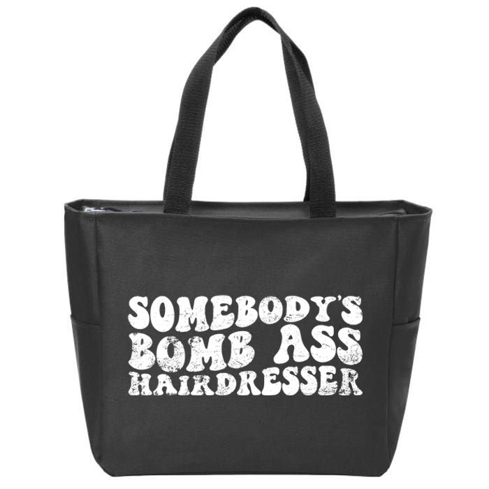 Vintage Somebody's Bomb Ass Hairdresser Premium Zip Tote Bag