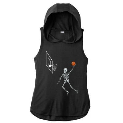 Vintage Skeleton Basketball Player Dunking Hoop Ladies PosiCharge Tri-Blend Wicking Draft Hoodie Tank