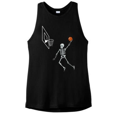 Vintage Skeleton Basketball Player Dunking Hoop Ladies PosiCharge Tri-Blend Wicking Tank