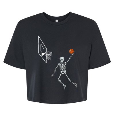 Vintage Skeleton Basketball Player Dunking Hoop Bella+Canvas Jersey Crop Tee