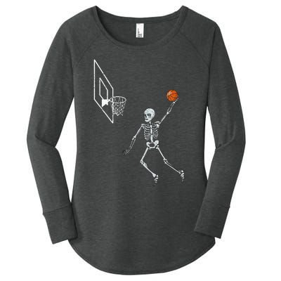 Vintage Skeleton Basketball Player Dunking Hoop Women's Perfect Tri Tunic Long Sleeve Shirt