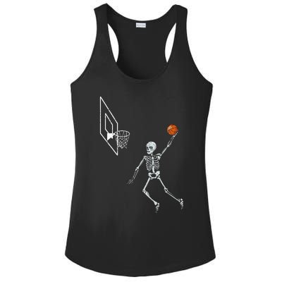 Vintage Skeleton Basketball Player Dunking Hoop Ladies PosiCharge Competitor Racerback Tank