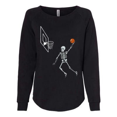 Vintage Skeleton Basketball Player Dunking Hoop Womens California Wash Sweatshirt