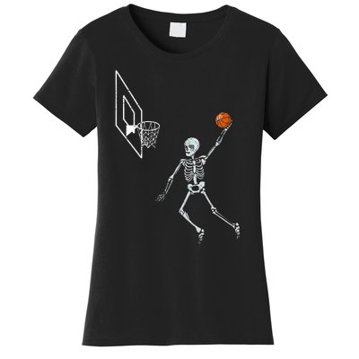 Vintage Skeleton Basketball Player Dunking Hoop Women's T-Shirt