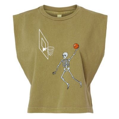 Vintage Skeleton Basketball Player Dunking Hoop Garment-Dyed Women's Muscle Tee