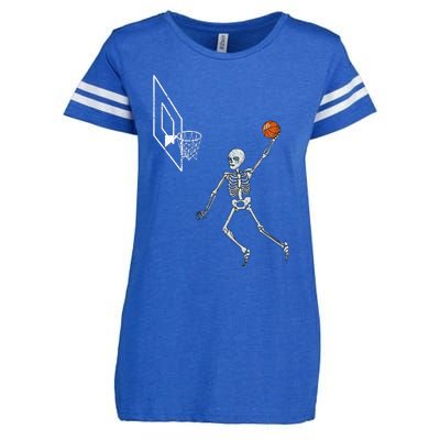 Vintage Skeleton Basketball Player Dunking Hoop Enza Ladies Jersey Football T-Shirt