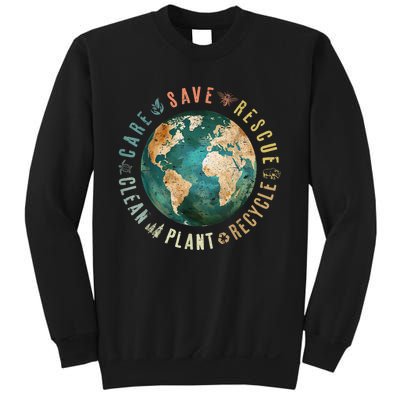 Vintage Save Bees Rescue Animals Recycle Plastic Earth Day Sweatshirt